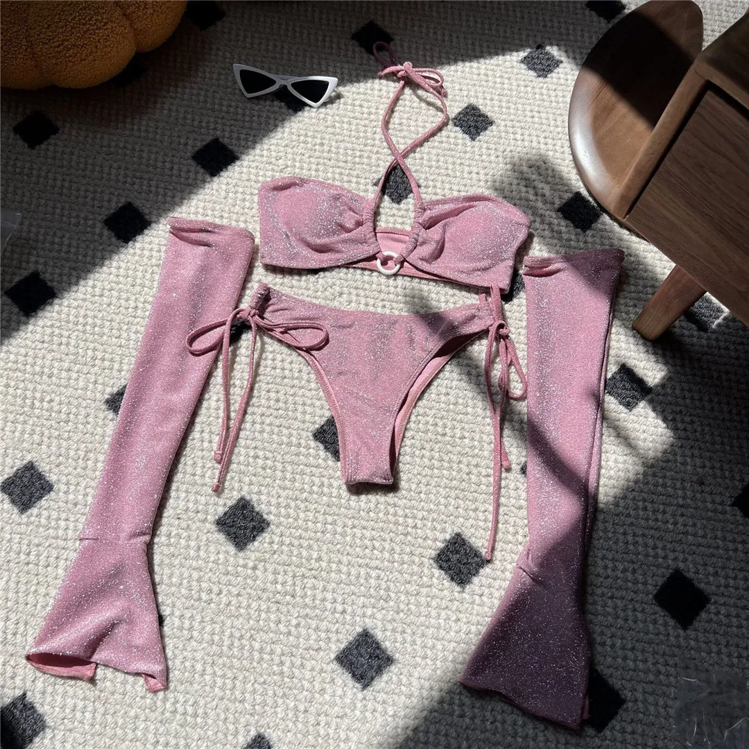 Nikki Glitter Sparkling With Oversleeves Bikini
