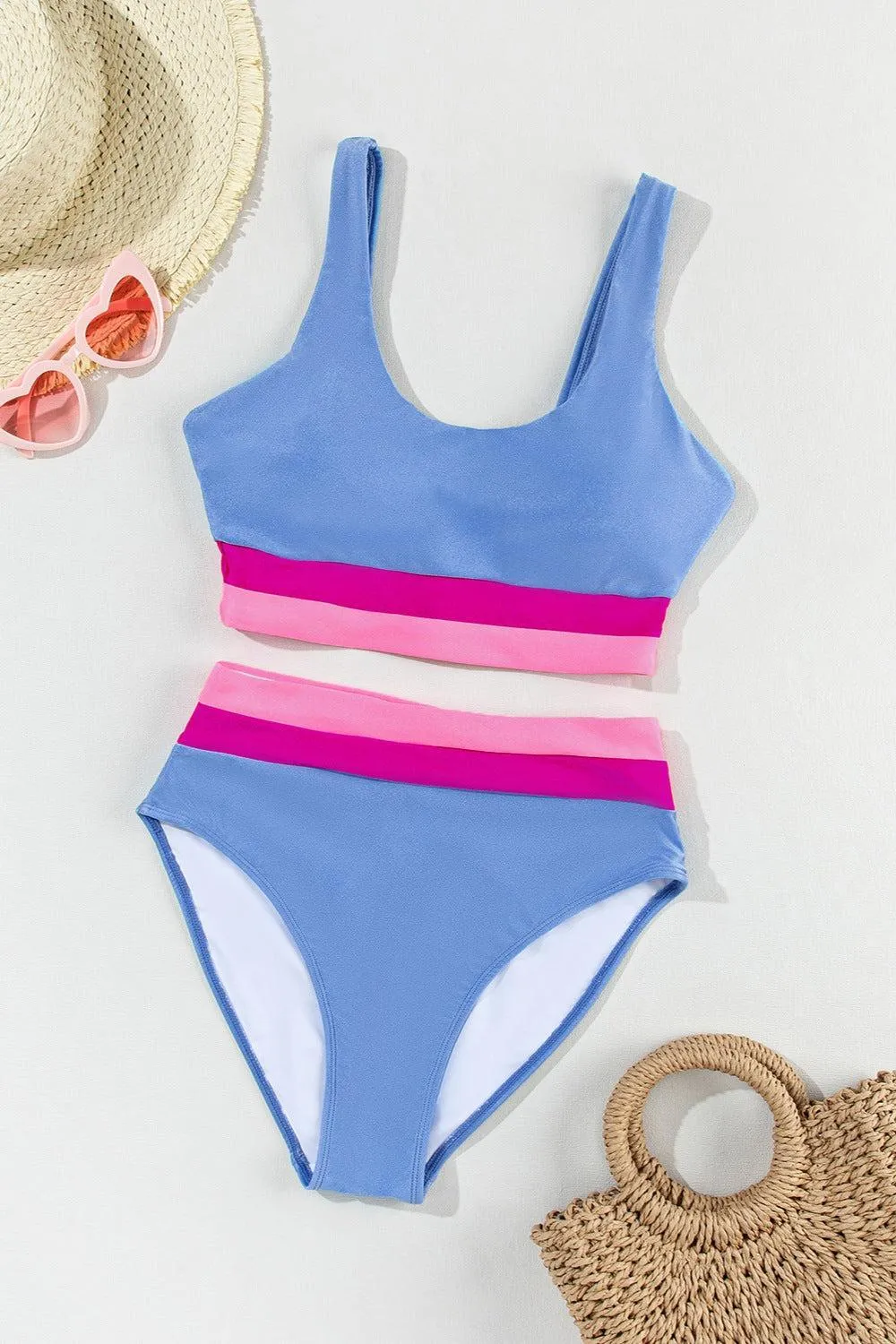Ocean Bliss Wide Strap Longline High Waist Bikini Set