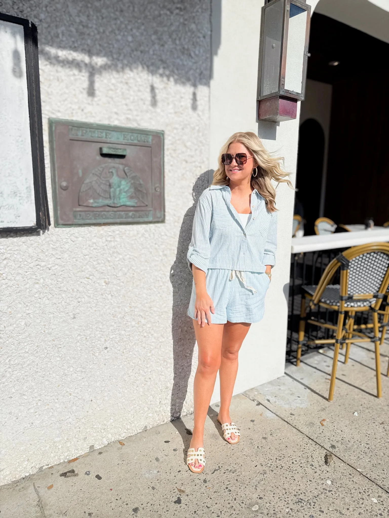 Off The Coast Linen Striped Drawstring Shorts