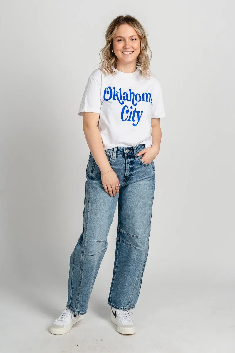 Oklahoma City book mania crop t-shirt white