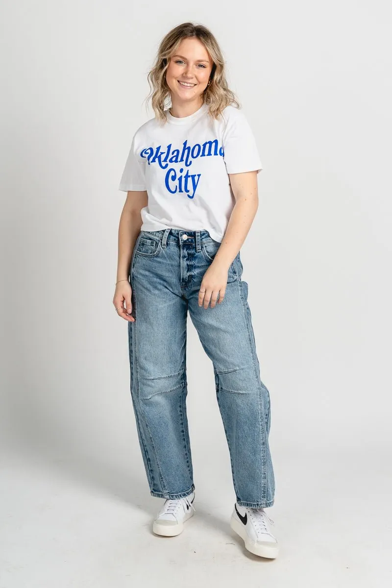 Oklahoma City book mania crop t-shirt white