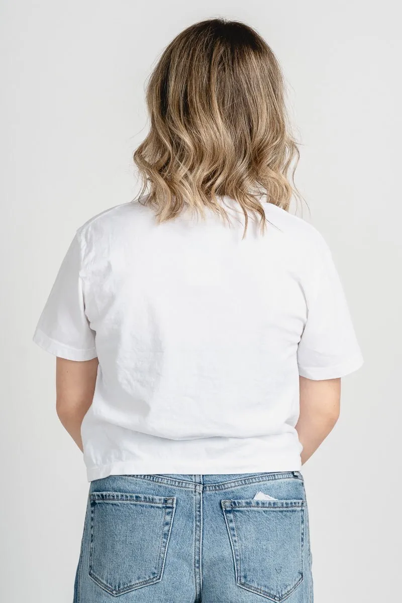 Oklahoma City book mania crop t-shirt white