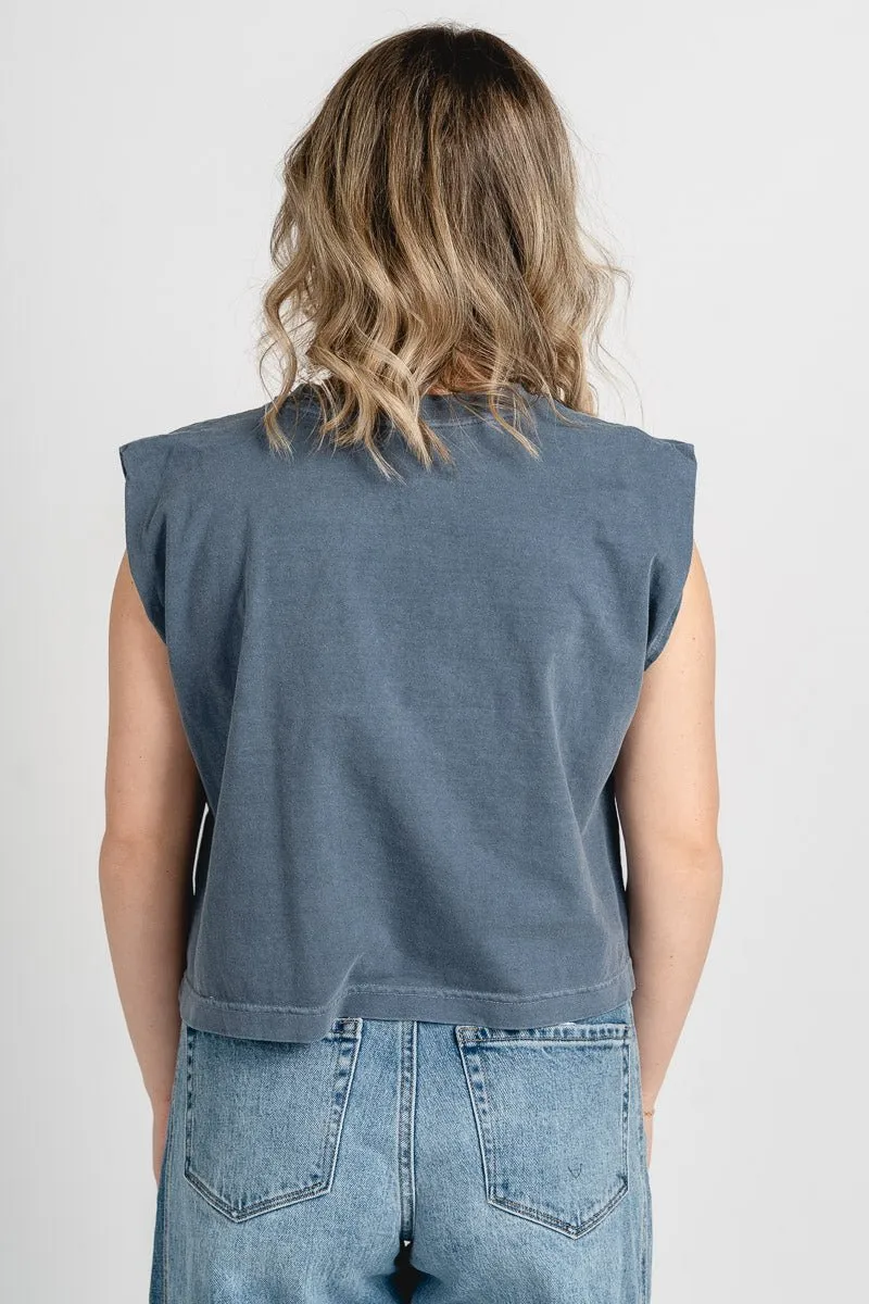 Oklahoma City book mania muscle tank top navy