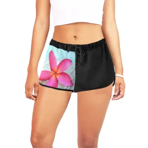 Pink Frangipani Drawstring Shorts