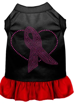 Pink Ribbon Rhinestone Dress Black With Red Xs