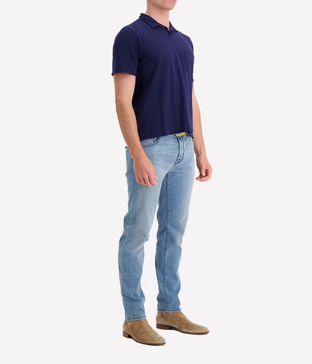 Pique Polo in Navy