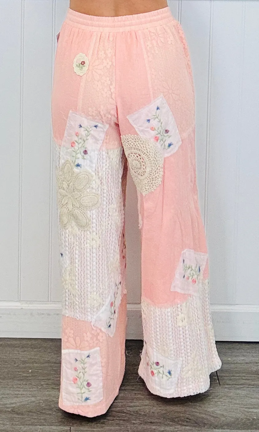 POL Pale Pink Beyond Compare Embroidery & Lace Pants (Reg.)