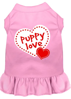 Puppy Love Screen Print Dress Light Pink Xs
