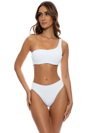 Pura Curiosidad Seamless One Shoulder Bikini Top in White