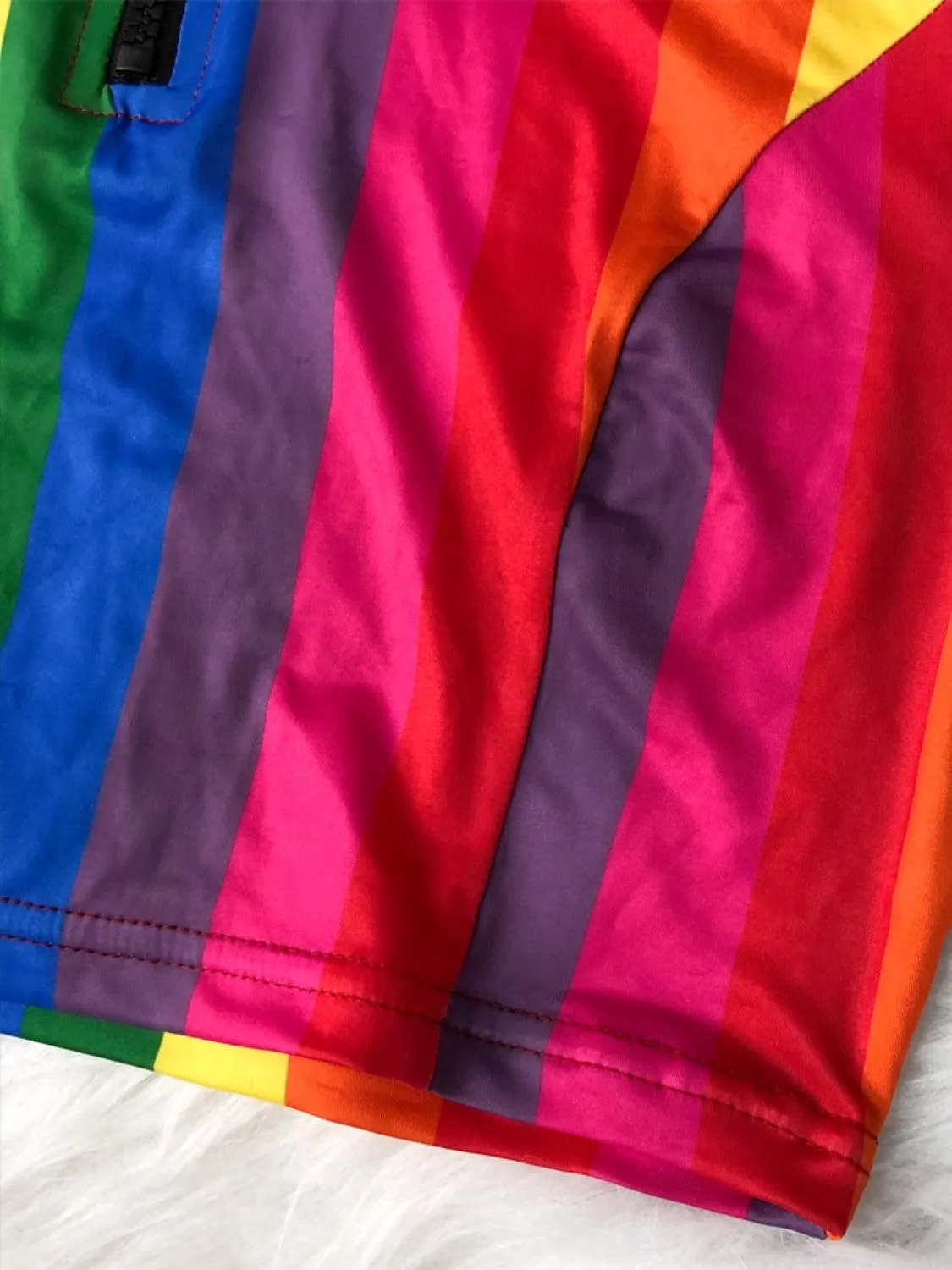 Rainbow Half Zip Crop Tank Top and Brief Swim Set