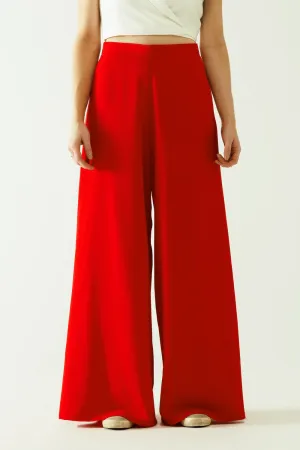 red wide leg Basic Flared Pants