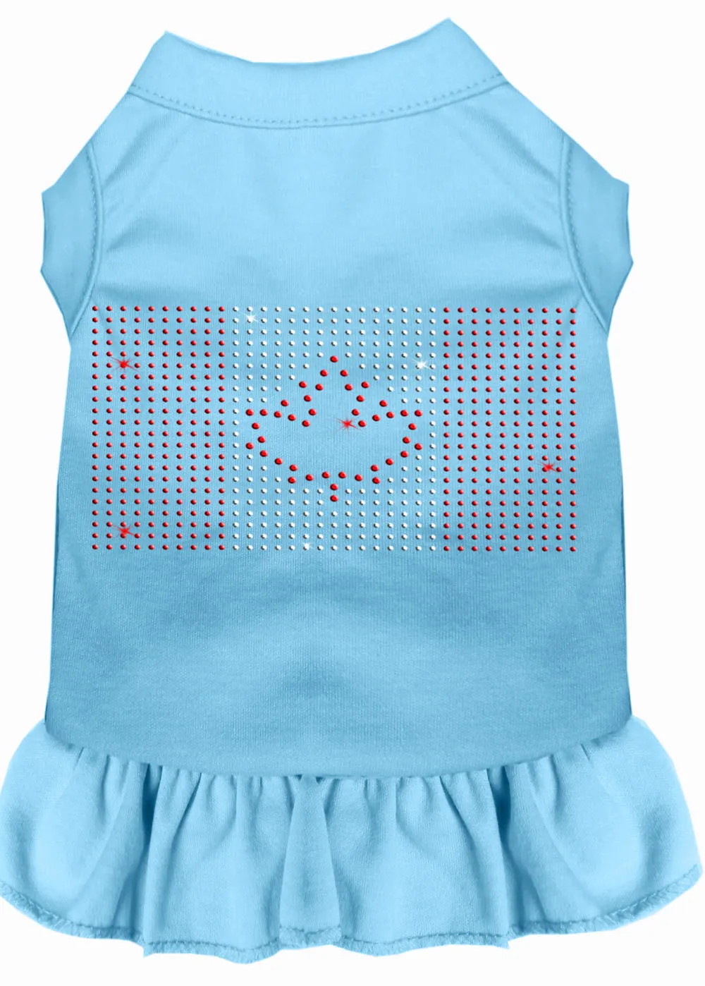 Rhinestone Canadian Flag Dress Baby Blue Lg