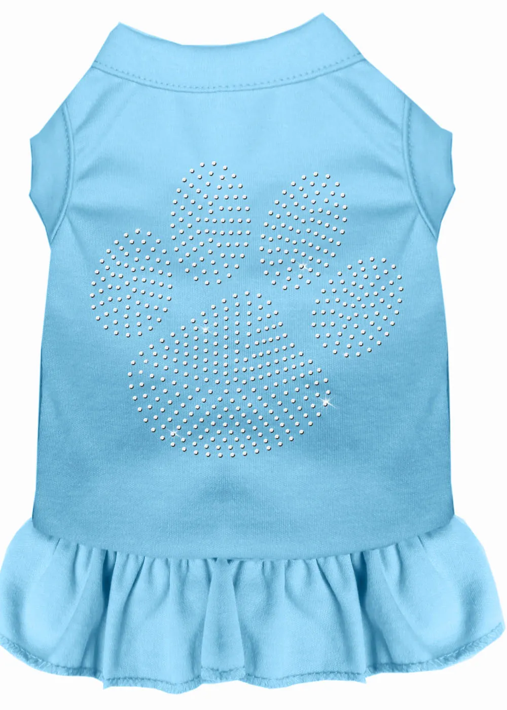 Rhinestone Clear Paw Dress Baby Blue Xl