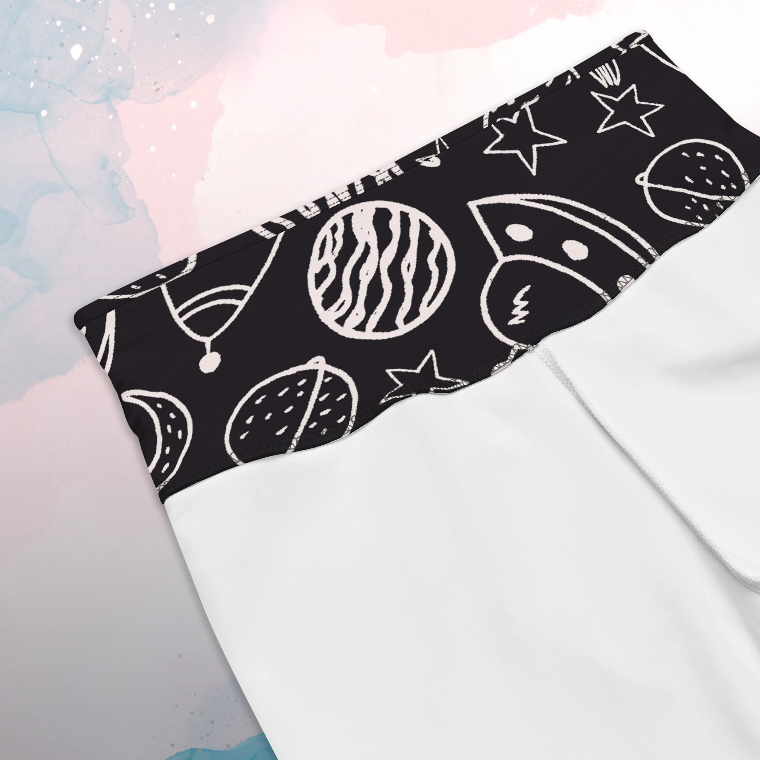 Rocket Ships and Planets Womens Light Weight Long Bike Shorts for Yoga or Swimming