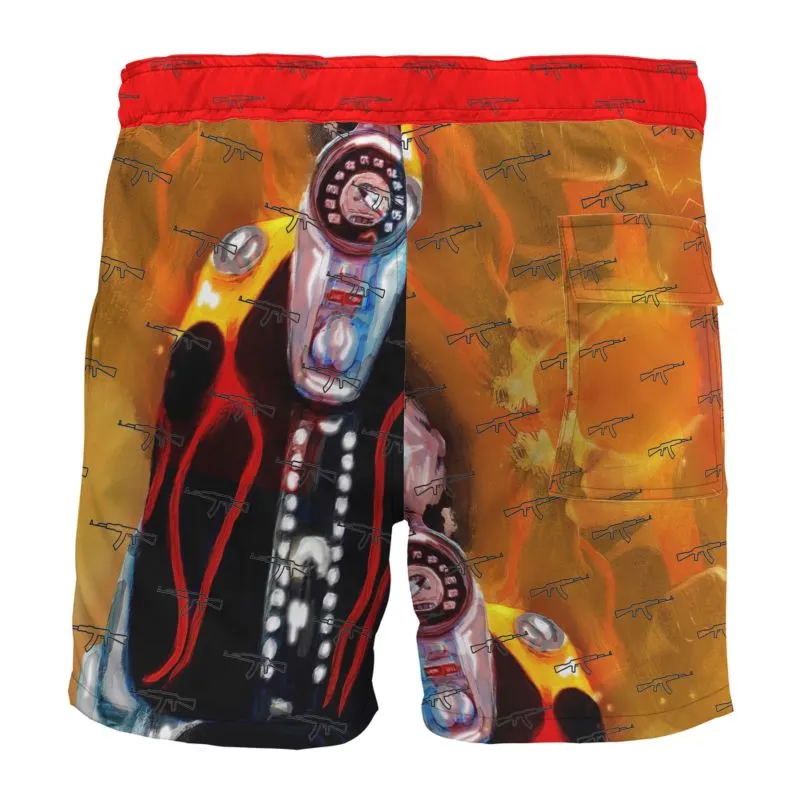 #s101 cnl Board Shorts gun/abstract motorcycle print