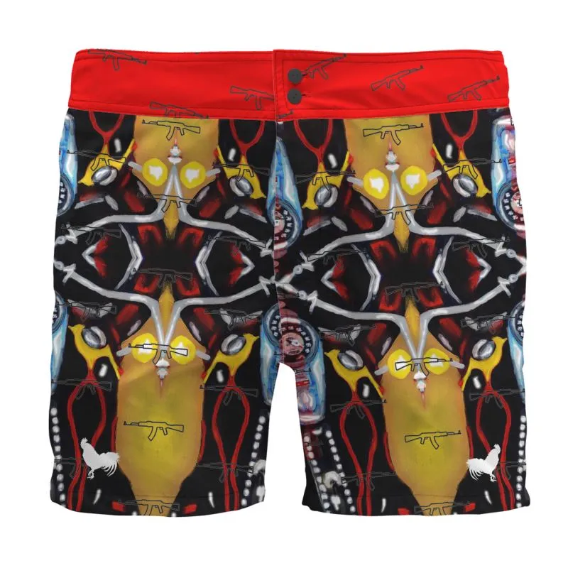 #s101 cnl Board Shorts gun/abstract motorcycle print