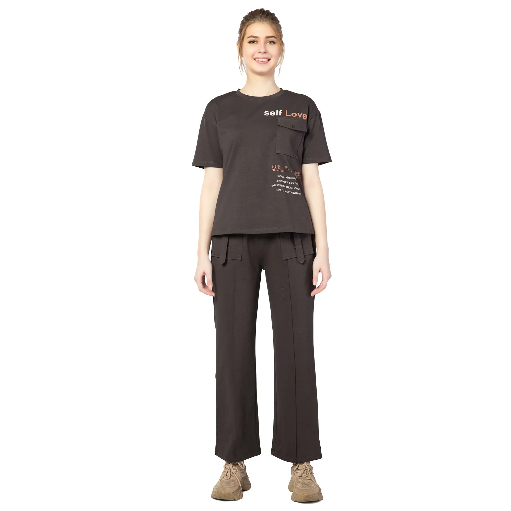 SCS-24043 Looper Sleek Self Love  CO-ORD SETS Dark Grey