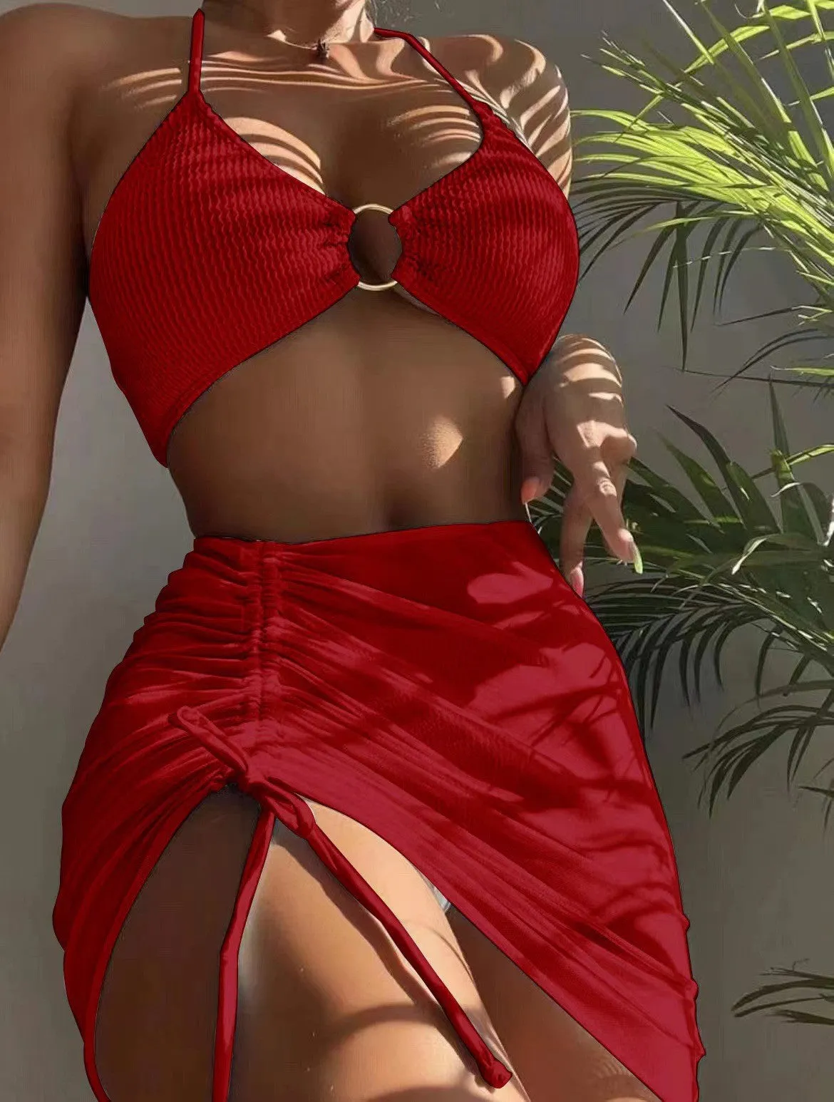 Sexy Halter Three-Piece Separates Women's Bikini Swimwear