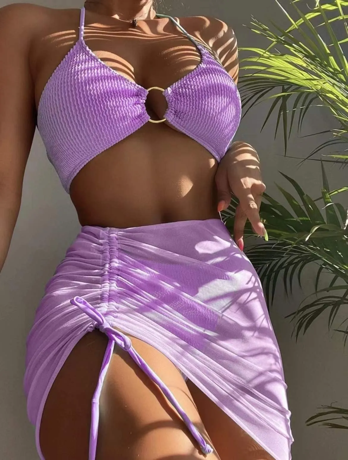 Sexy Halter Three-Piece Separates Women's Bikini Swimwear