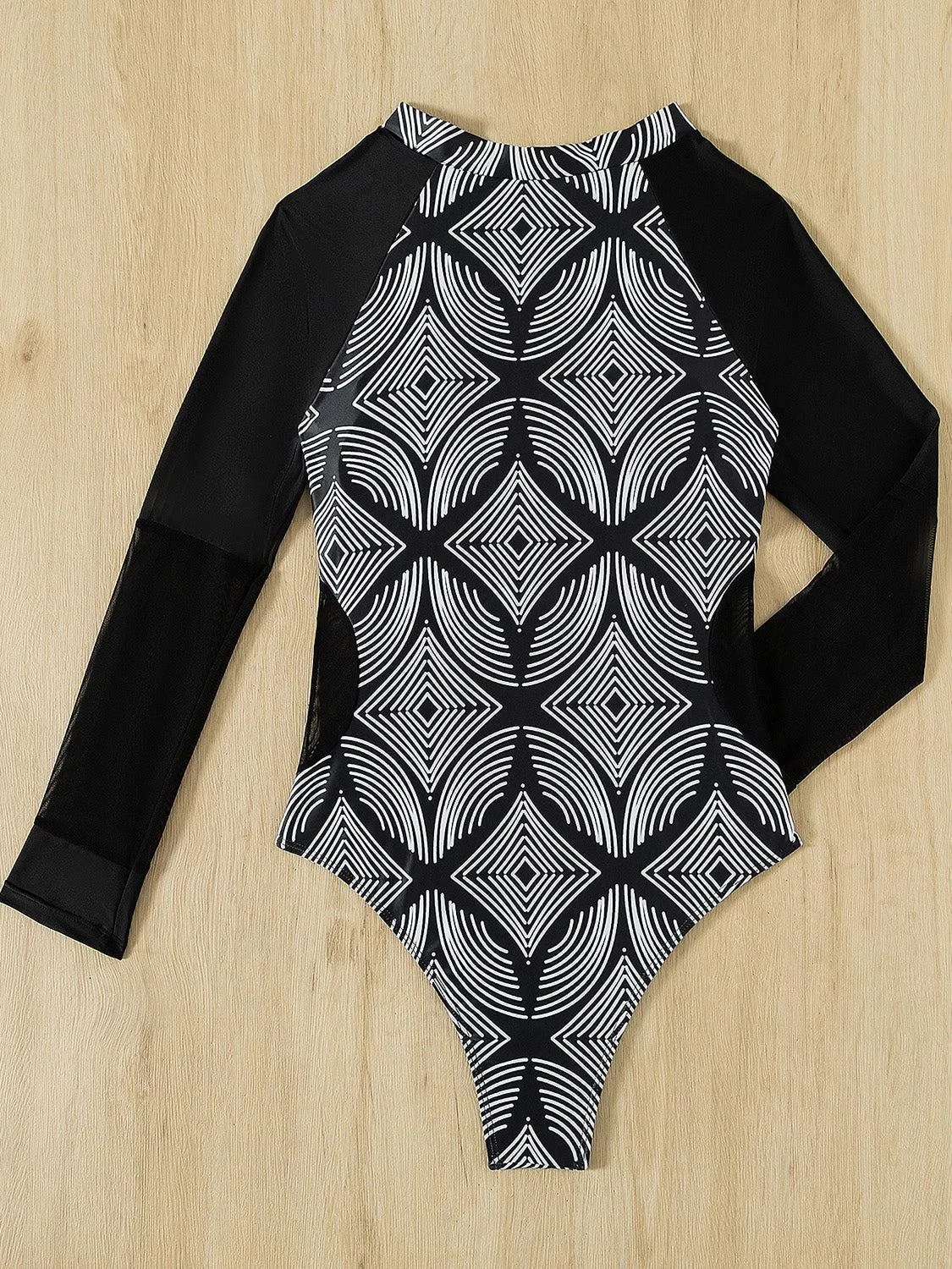 Sun Protect Half Zip Long Sleeve One Piece Swimsuit