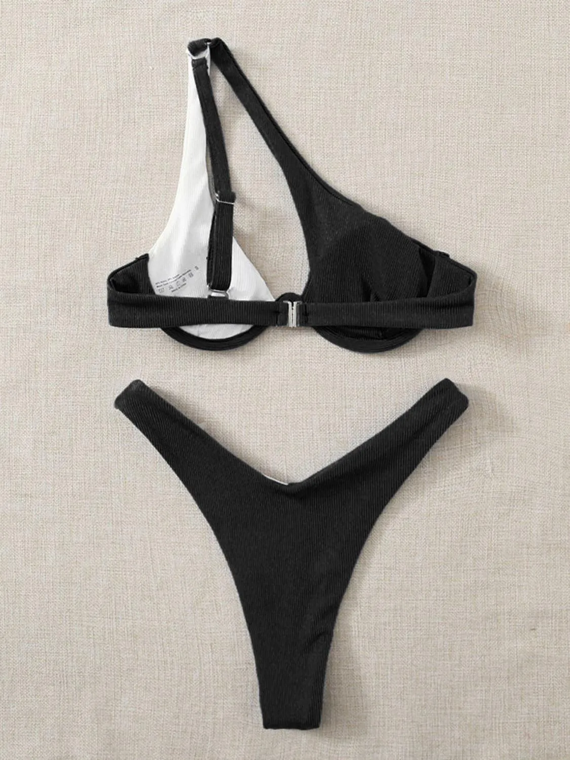 Sunkissed Colorblock One Shoulder Bikini Set