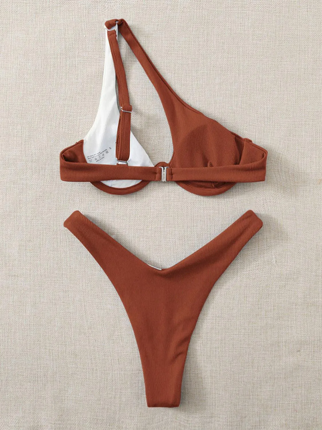Sunkissed Colorblock One Shoulder Bikini Set