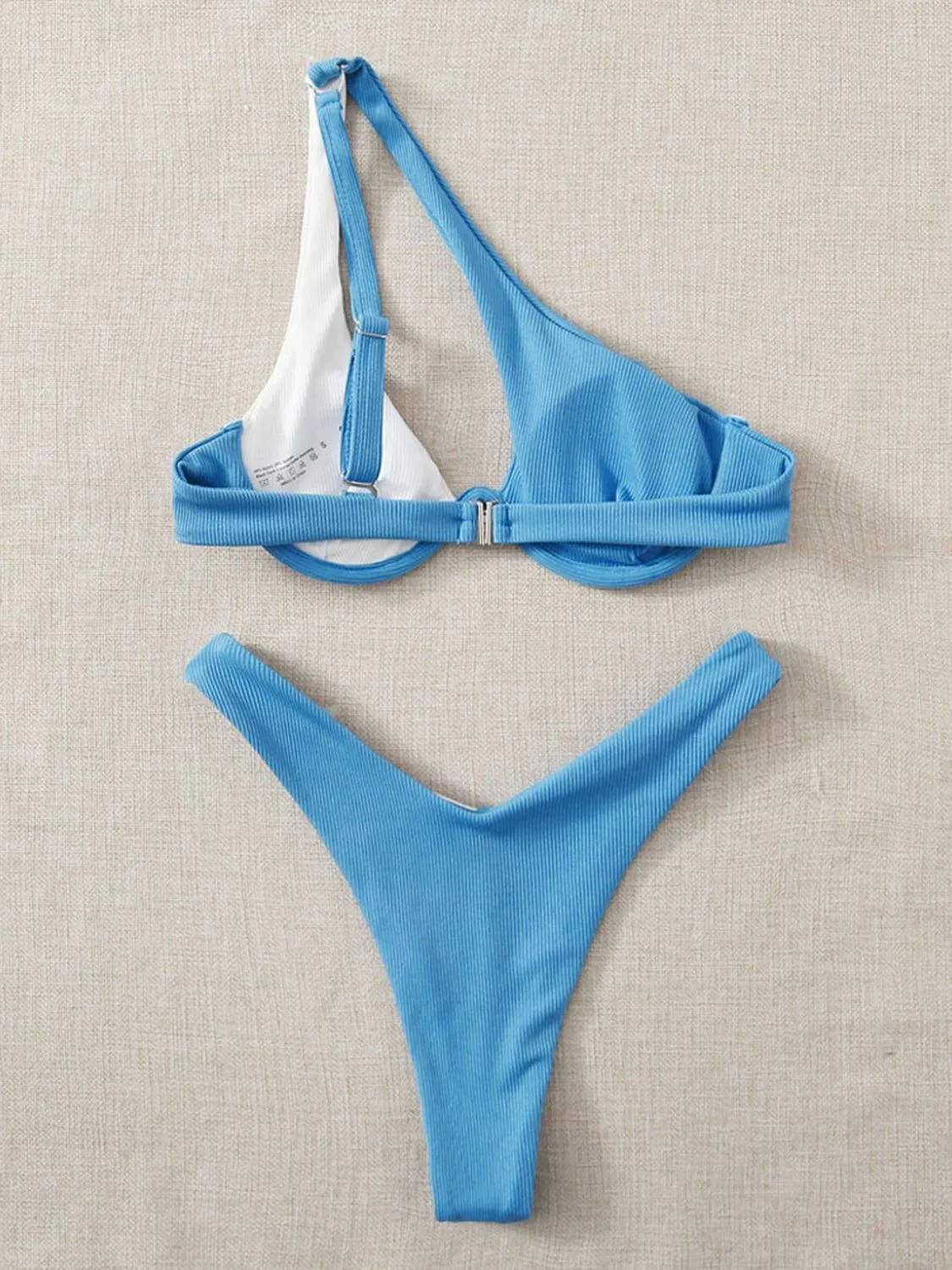Sunkissed Colorblock One Shoulder Bikini Set