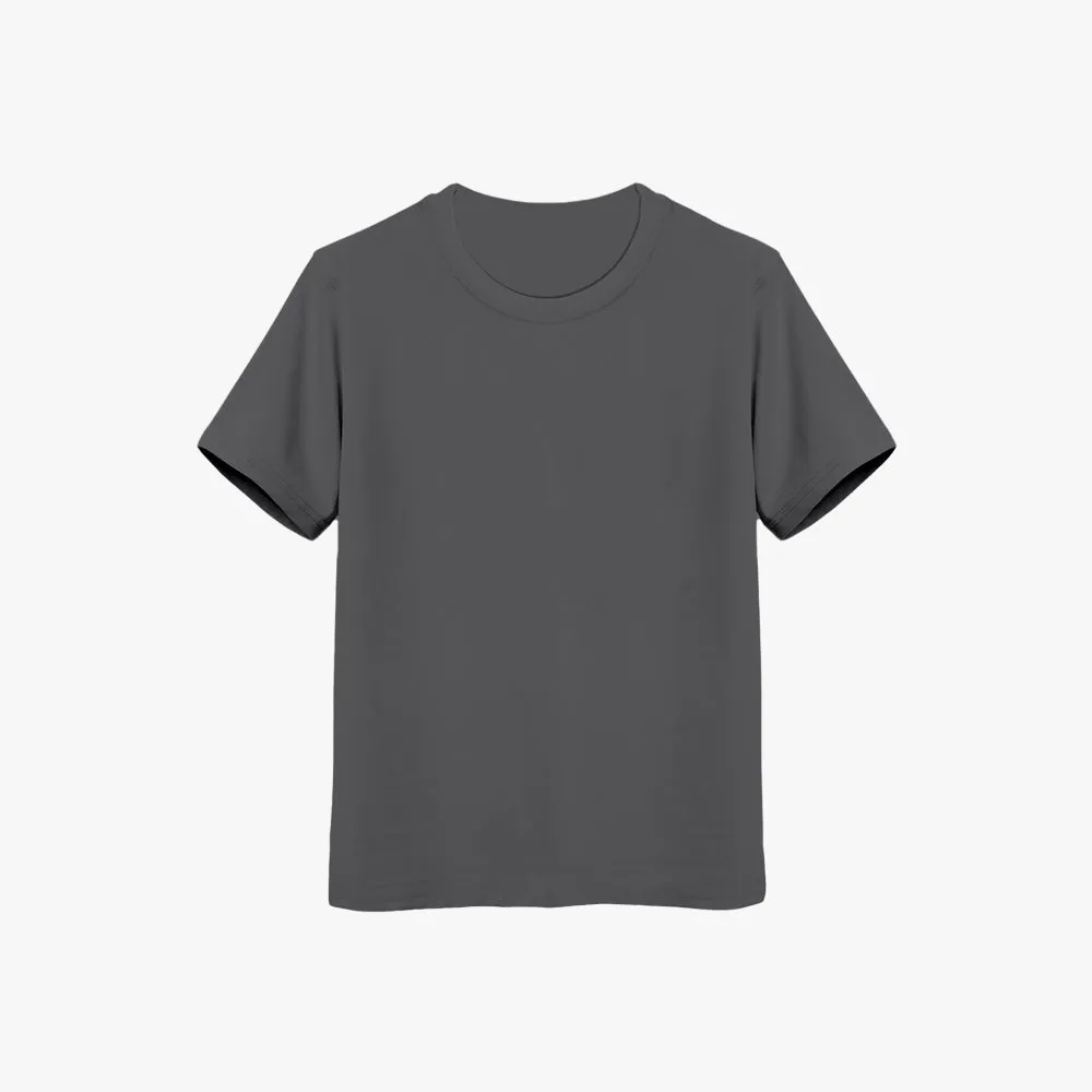 Suvin Cotton Gray T-Shirt for Girls - Soft & Trendy Tees for Kids