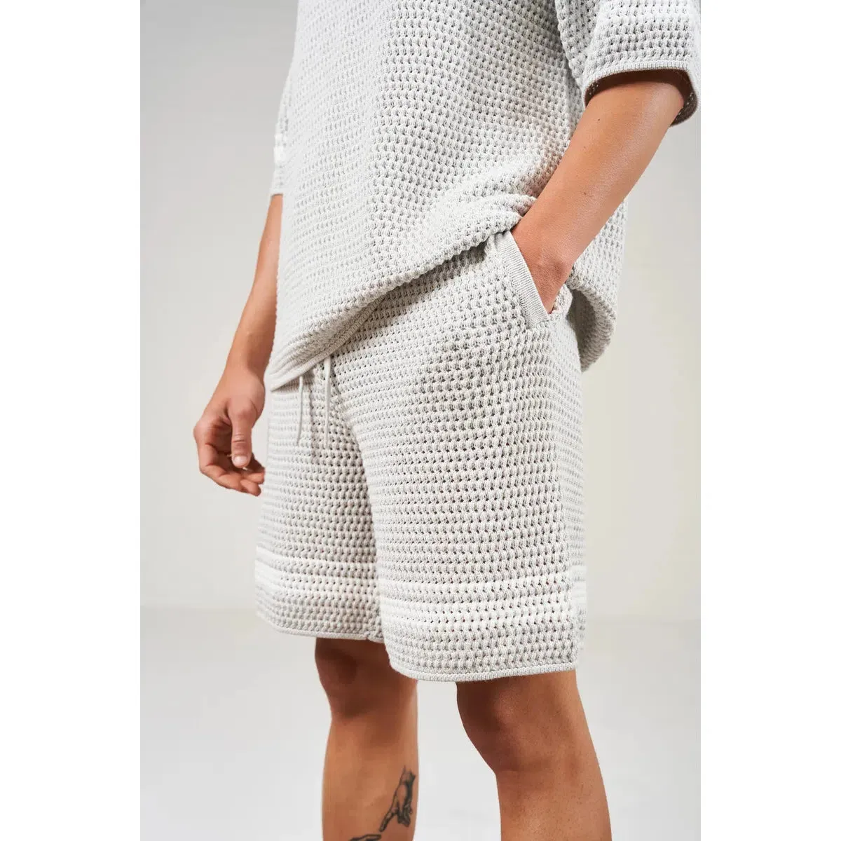 The Couture Club Crochet Knitted Grey Shorts