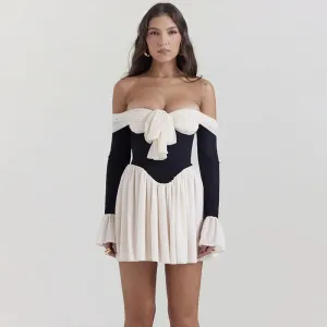 Tie Front Off Shoulder Corset Mini Dress