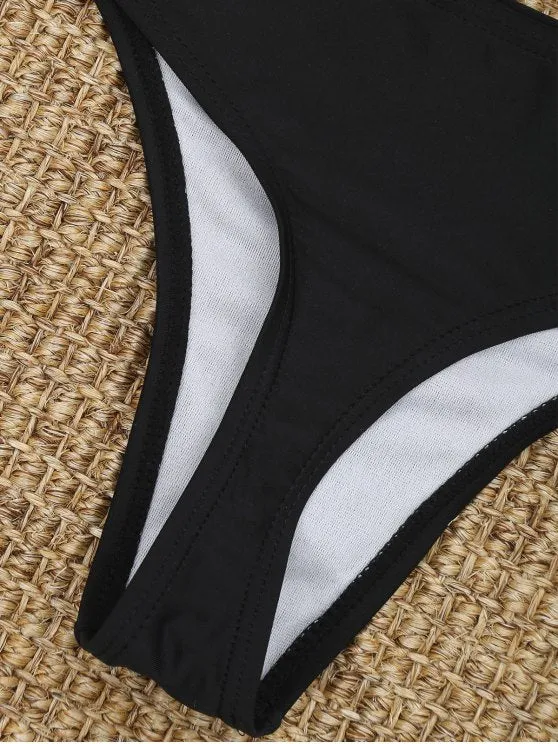 Trendy Two Tone Cut Out Thong Bikini Set