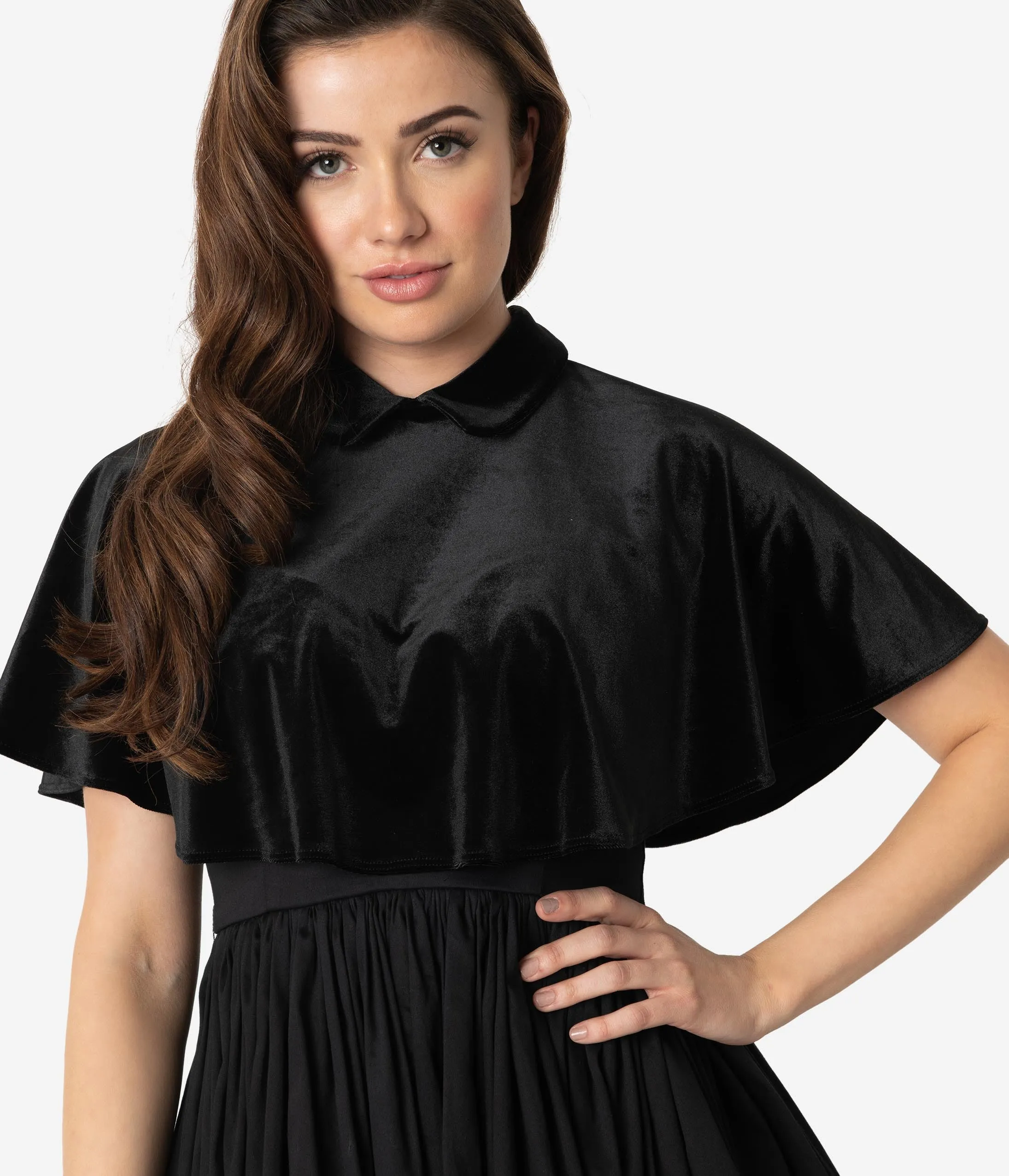 Unique Vintage Black Velvet Collar Lois Capelet