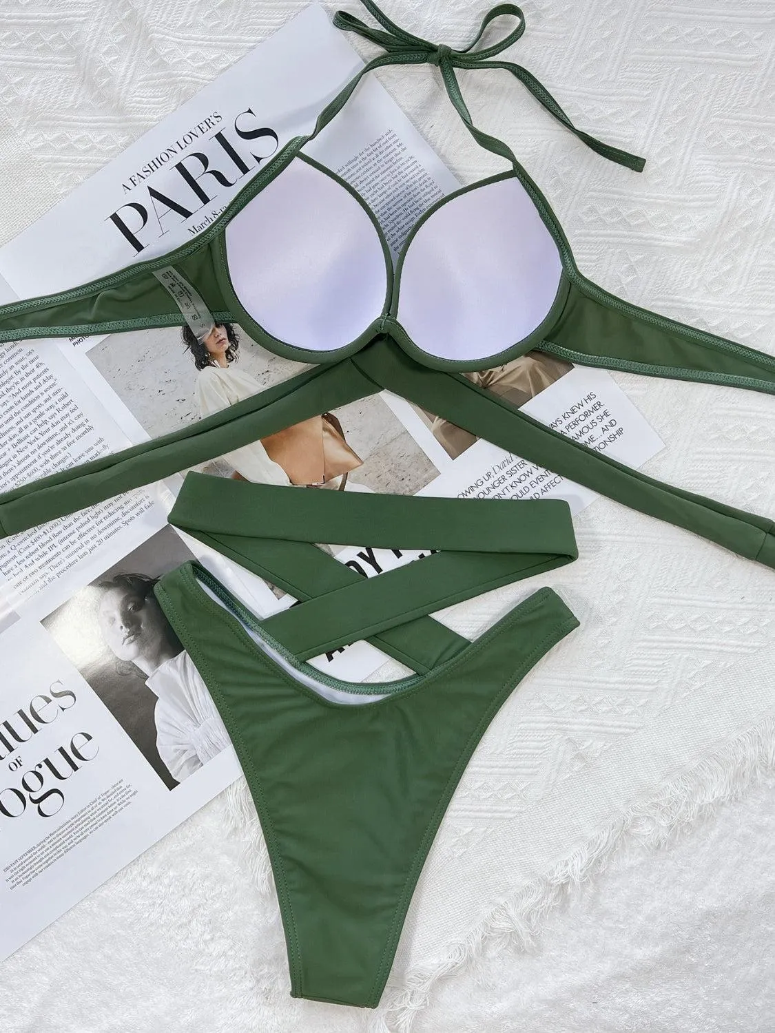 Vacation Pizzazz Halter Criss Cross Bikini Set