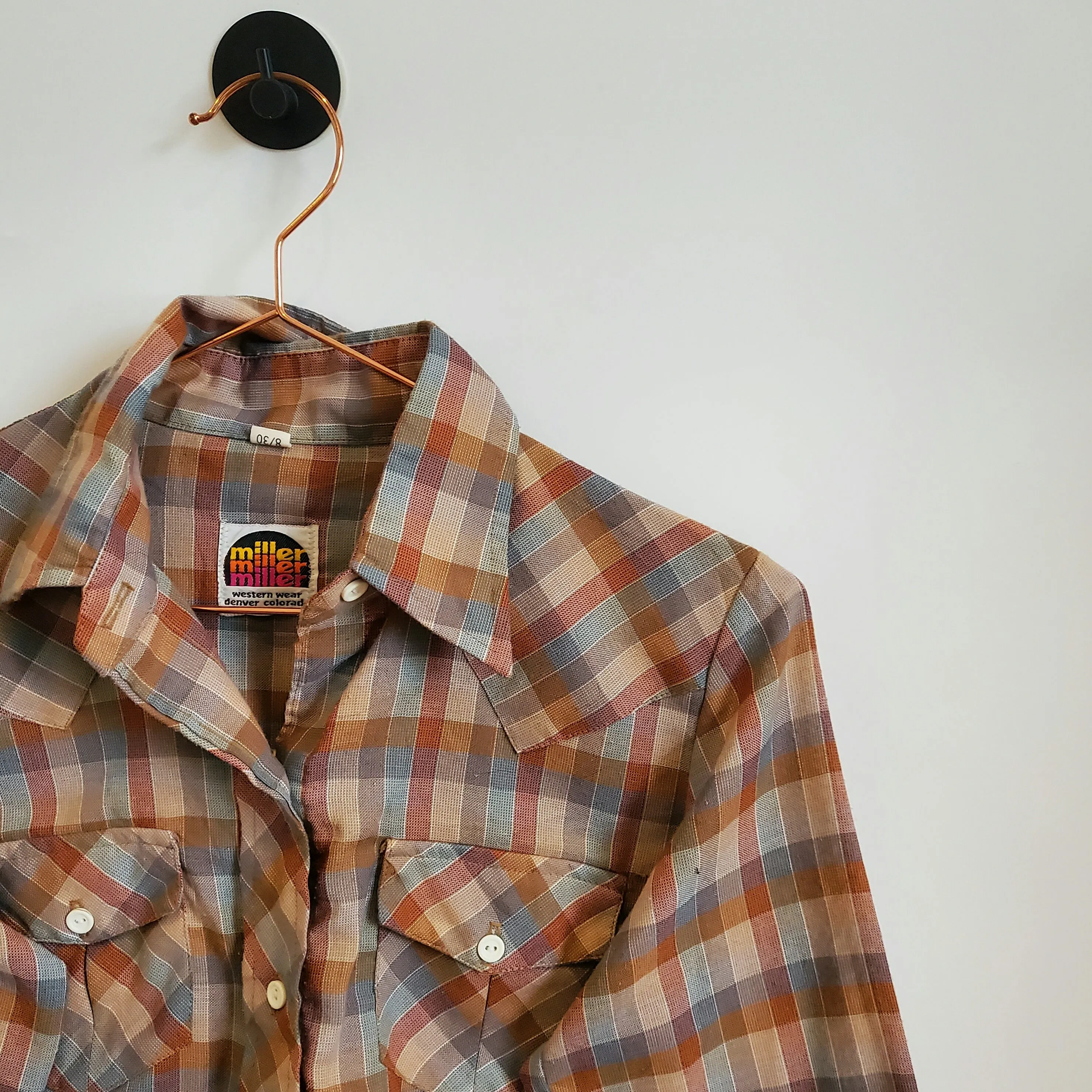 Vintage 70's Checked Boho Western Shirt | Size 6
