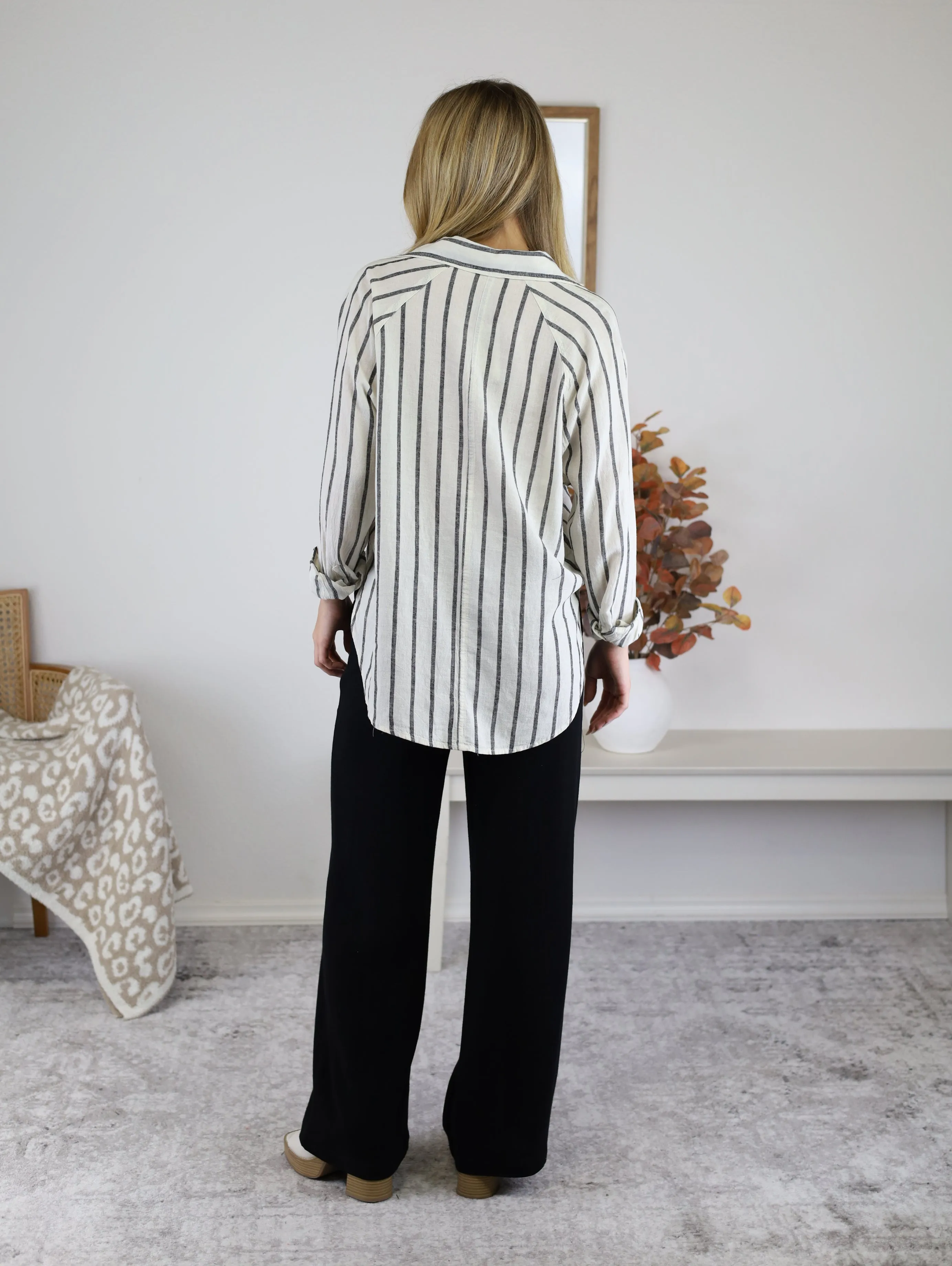Wade Wide Leg Linen Blend Pant - Black