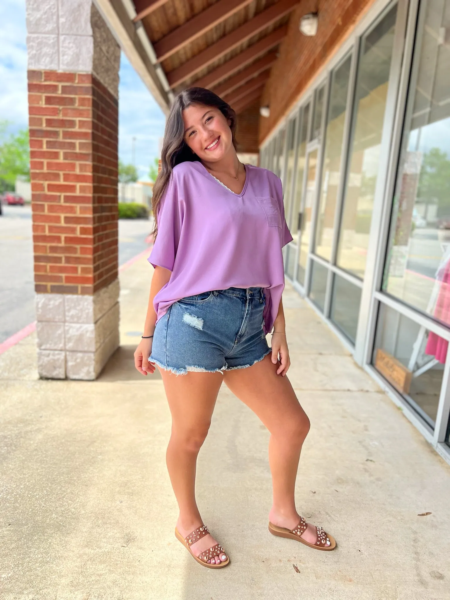 Walking My Way Medium Blue Distressed Denim Shorts