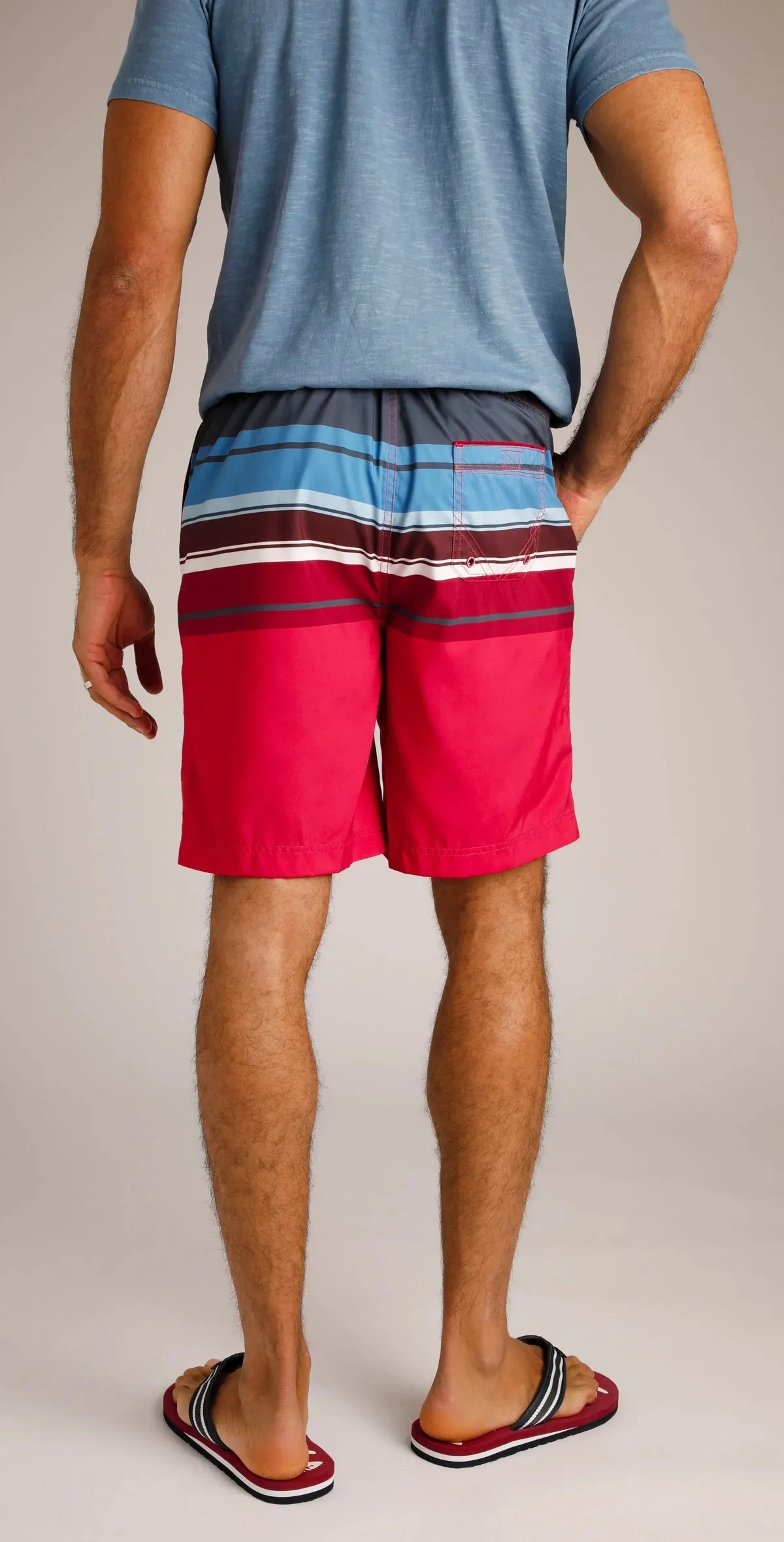 Weird Fish Mens Lucknow Printed Stripe Board Shorts - Garnet Red