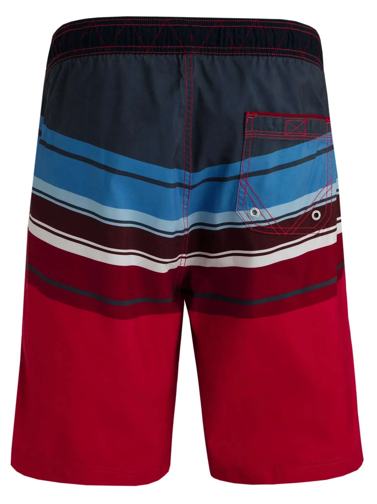 Weird Fish Mens Lucknow Printed Stripe Board Shorts - Garnet Red