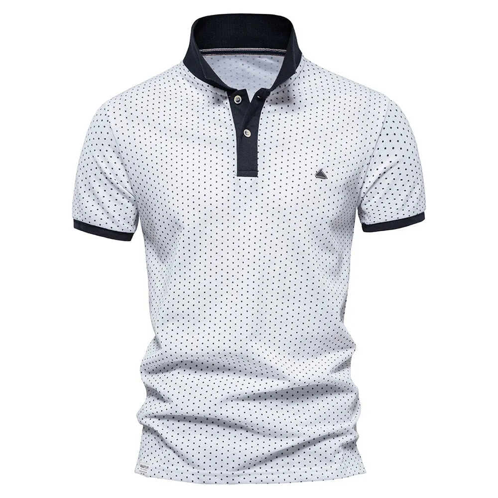 West Louis Summer Cotton Dots Business Polo Shirt