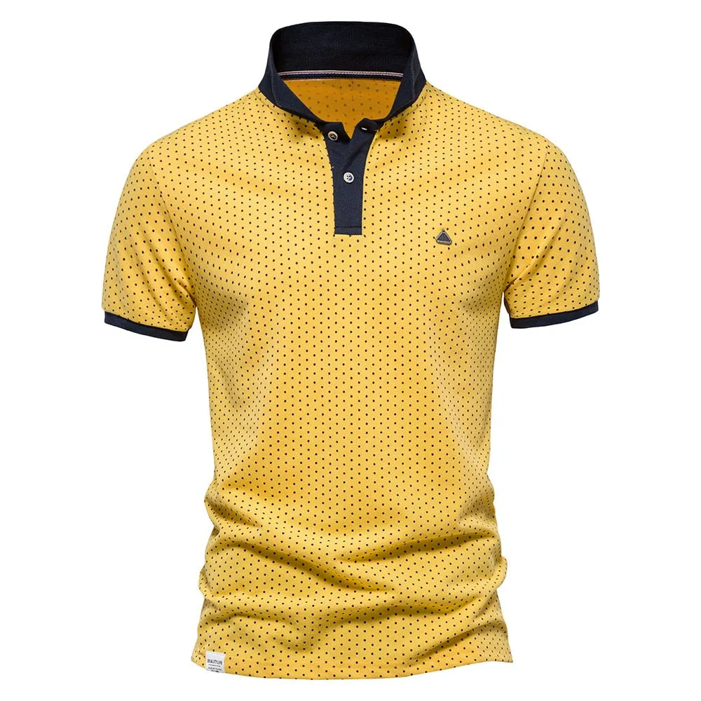 West Louis Summer Cotton Dots Business Polo Shirt