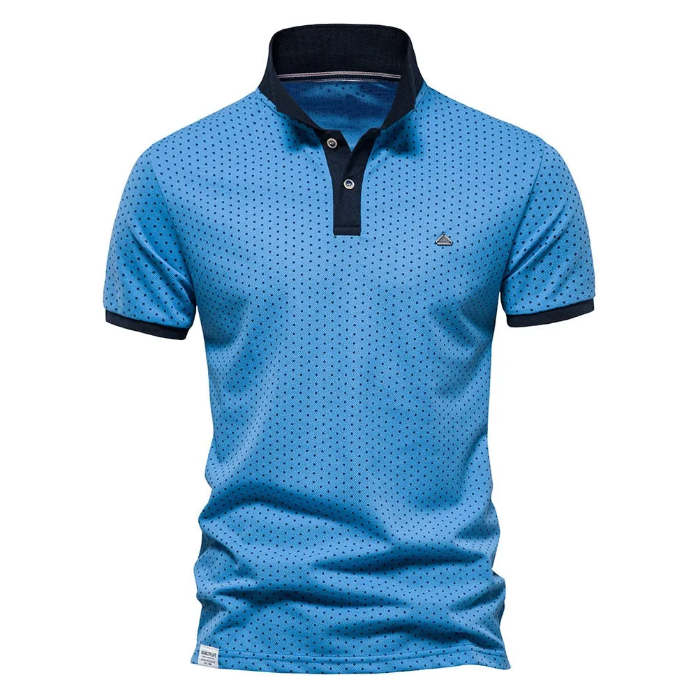 West Louis Summer Cotton Dots Business Polo Shirt