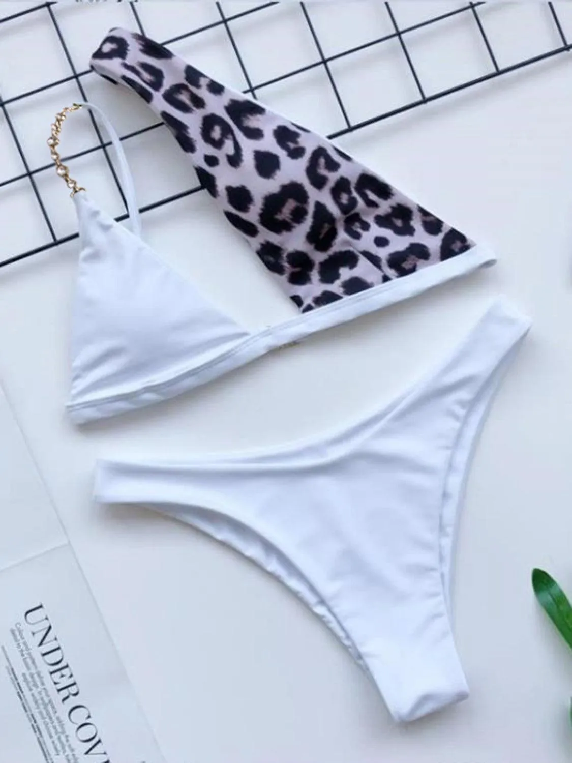 Wild And Free Leopard One Shoulder Bikini Set