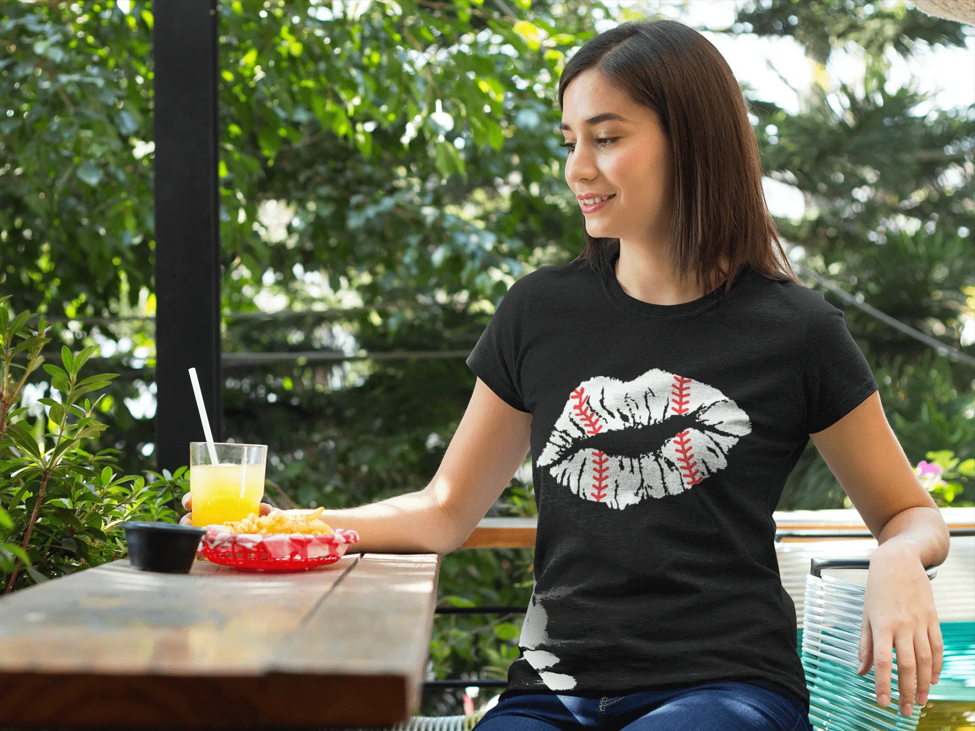 Women's Baseball Lips - T-shirt