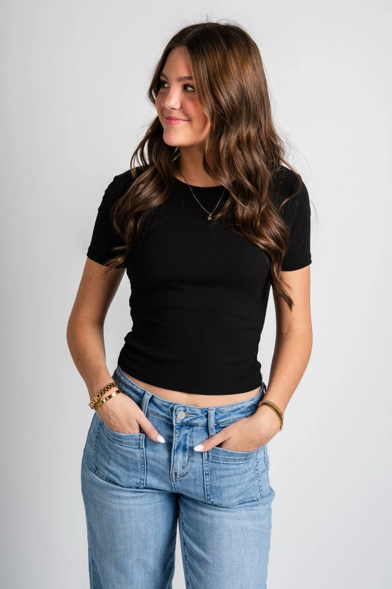 Z Supply second skin crew top black